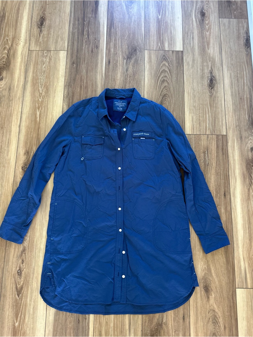 Vineyard vines womens harbor seersucker shirt cover up size 12